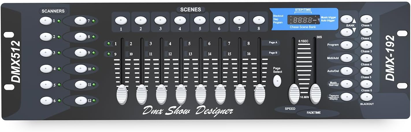 192-Channel DMX512 Controller Board, Lighting Mixer DMX Console for Stage Lights & Effect,DJ Disco, Night Club, Bar and Live Show Events