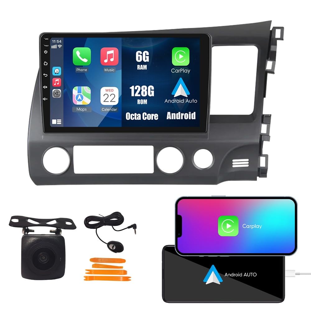 Wostoke Car CarPlay Android Auto Navigation Stereo GPS Radio Reverse Camera Display 10