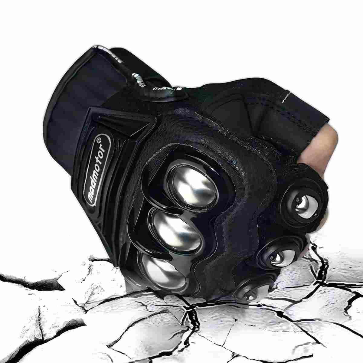 Black Steel Outdoor Knuckle Motorcycle Motorbike Powersports Safety Gloves