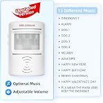 S SELDORAUK Motion Sensor Door Chime, Shop Visitor Alert Wireless PIR Doorbell Entry Alarm for Store Business Office School Home When Entering 13 Chimes 5 Volume 7m Range Include Barking