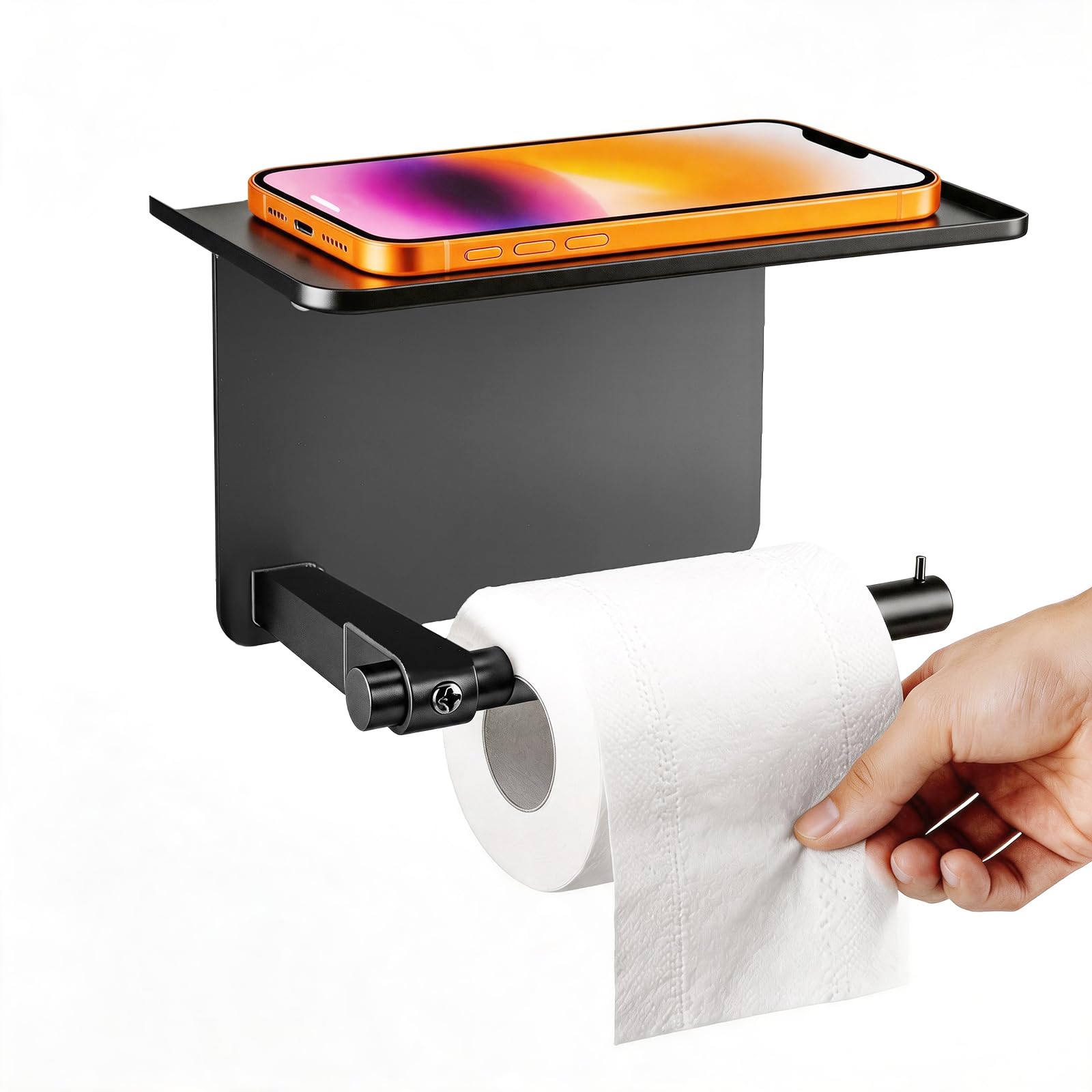 Adhesive Toilet Paper Holder with Shelf Wall Mount Toilet Paper Roller — Amazon image 7