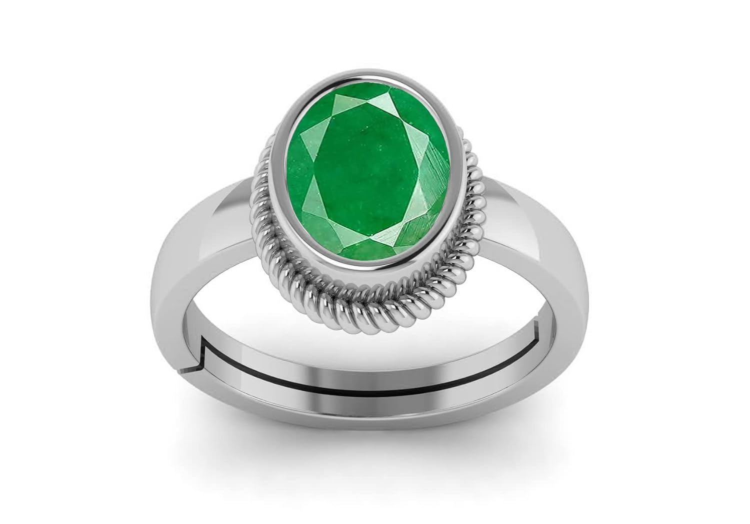 7.00 Ratti/7.25 Carat Original Natural Emerald Panna May Birhtstone Silver Adjustable Ring For Women And Men 7.00 Ratti/7.25 Carat Original Natural Emerald Panna May Birhtstone Silver Adjustable Ring For Women And Men
