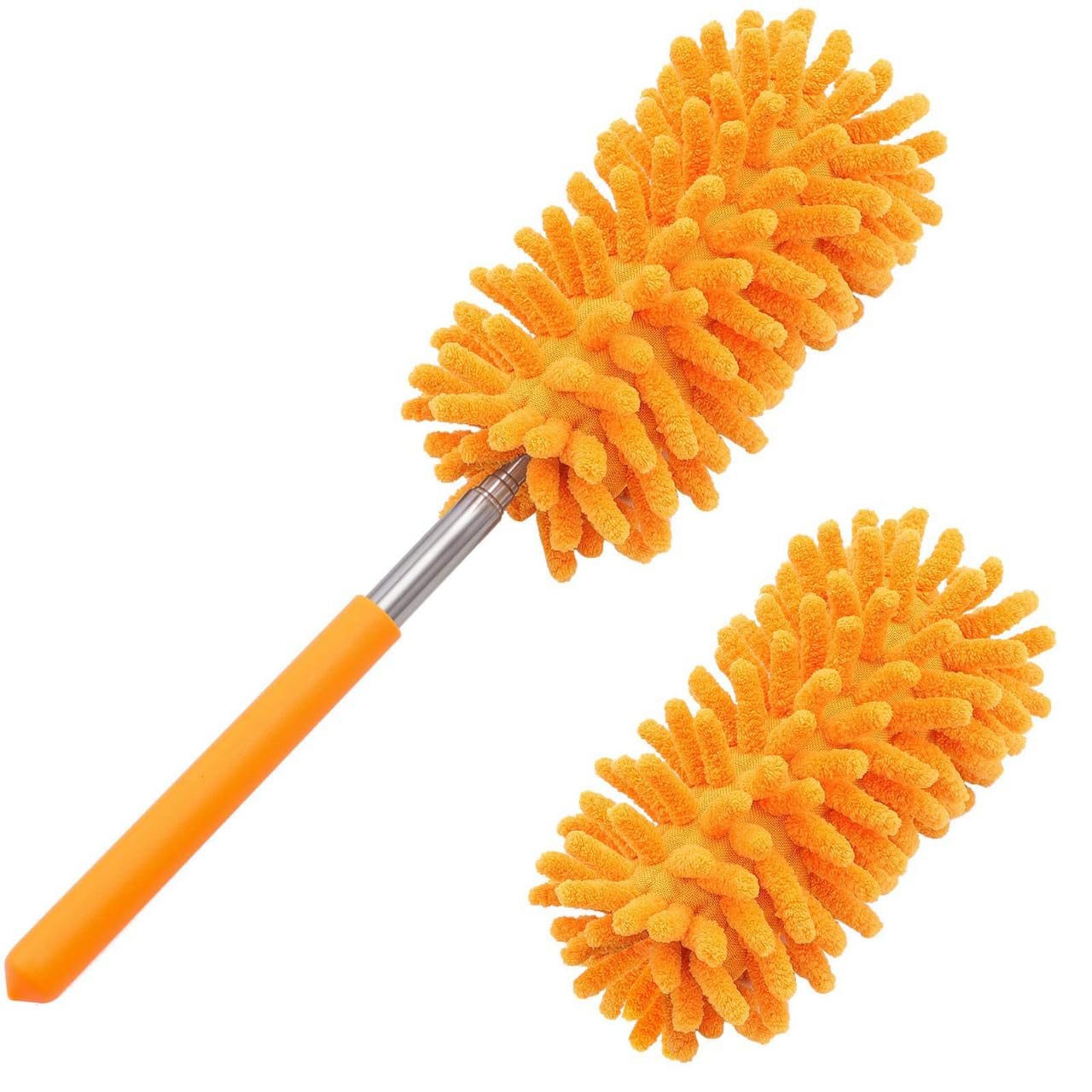 Tukuos Microfiber Duster for Cleaning, Hand Washable Dusters with 2pcs Replaceable Microfiber Head, Extendable Pole, Detachable Cleaning Supplies for Office, Car, Window, Furniture, Ceiling Fan