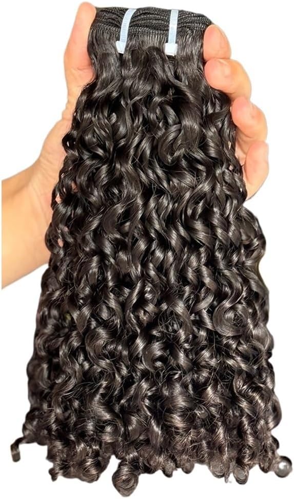 12A Double Weft Pixie Bouncy Curly Human Hair 1 Bundle Burmese Unprocessed Brazilian Raw Virgin Hair Quick Weave Extensions Natural Color Quick Weave(10 Inch)