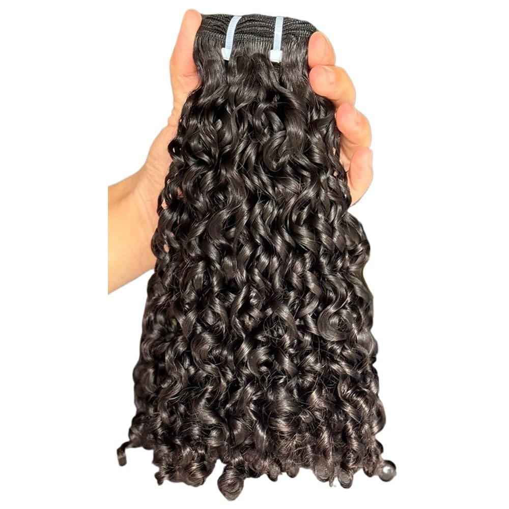 12A Double Weft Pixie Bouncy Curly Human Hair 1 Bundle Burmese Unprocessed Brazilian Raw Virgin Hair Quick Weave Extensions Natural Color Hair Extensions(12 Inch)