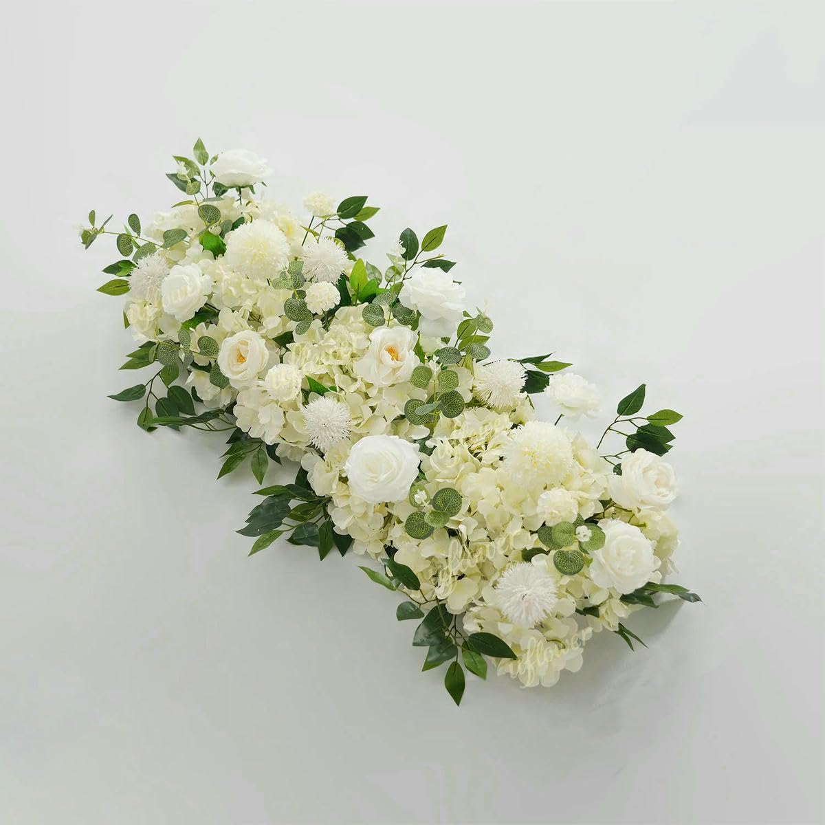 Ayhtud White-100Cm 100/50 Artificial Rose & Peony Wedding Arch Flowers Garland Table Centerpiece For Party Engagement Ceremony Backdrop-1
