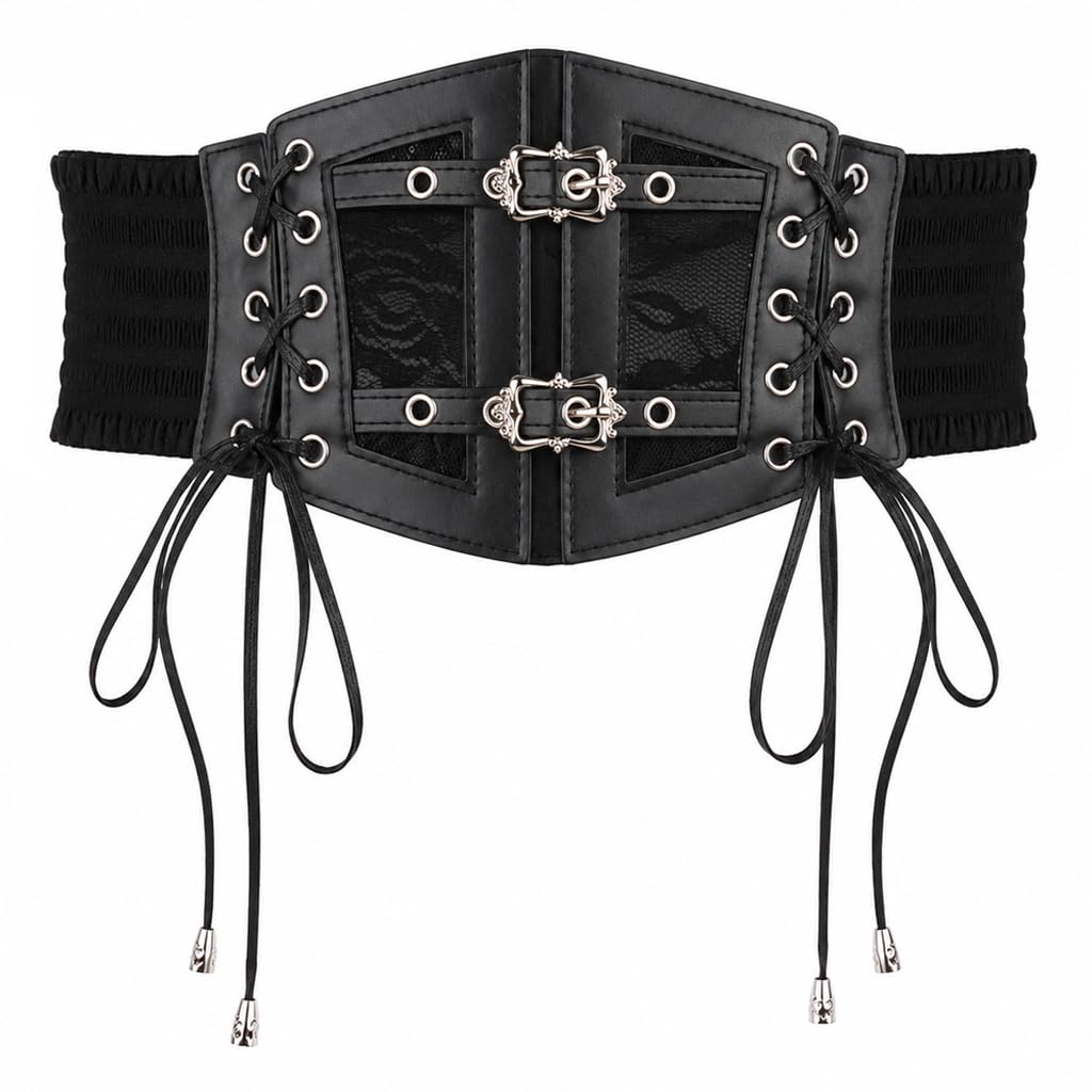 Elastic Lace Waist Belt Adjustable Gothic Style for Women-image-46