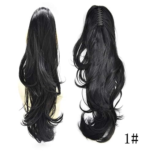 Vista 66 de LYRICAL HAIR Extensión de cola de caballo sintética para mujer, con cordón ajustable, pinza de mandíbula, larga, rizada, ondulada, extensión de cola