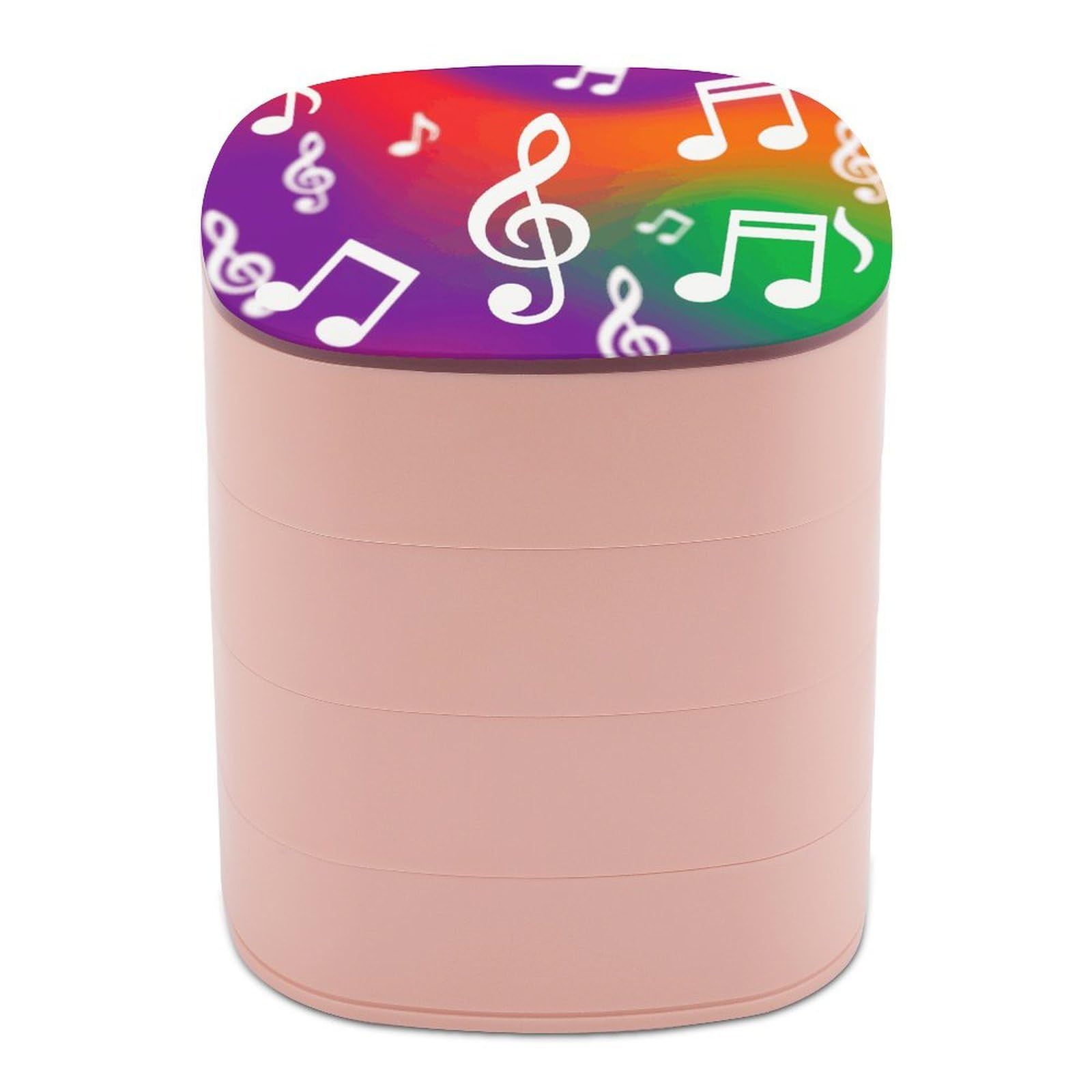 VstaDank Jumping Musical Notes Jewelry Box with Mirror 4-Layer Rotating Jewelry Tray Case Portable Jewelry Case Trinket Boxes Trinket Cases Travel Jewelry Organizer Earrings Storage Box