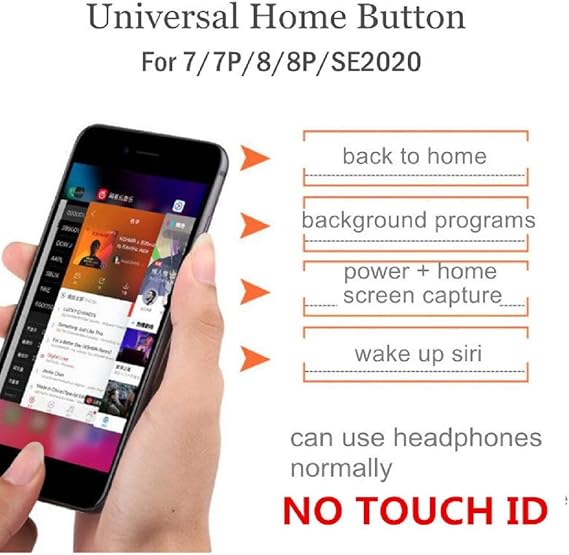 YESUN Home Button Key Flex Cable for iPhone 7 8 Plus SE 2020 JC Universal Back Return Function Solution الإصدار 5 (أسود)