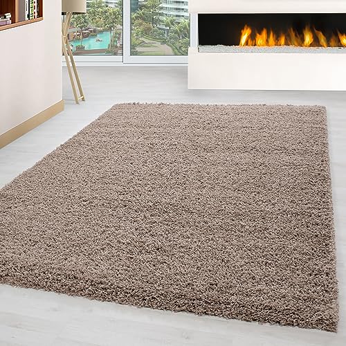 Carpettex Hochflor Teppich Wohnzimmer Shaggy Flokati Teppich Modern Einfarbig 160 x 230 cm Flur...