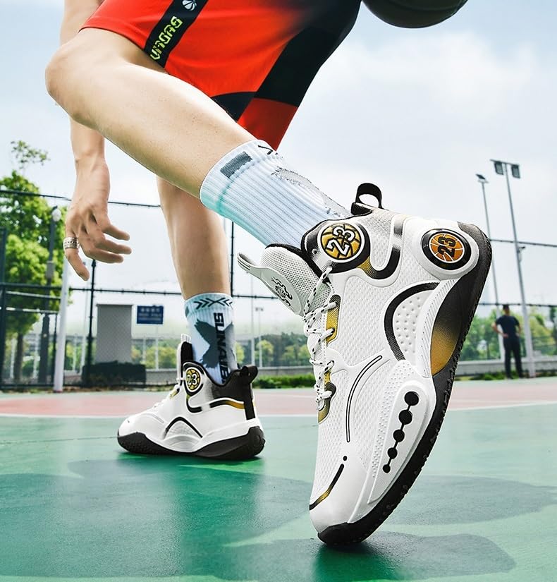 Zapatillas de Baloncesto caña Alta for Hombre, Antideslizantes, Resistentes al Desgaste, con absorción Impactos, Ligeras, for Entrenamiento Deportivo Zapatos para Caminar