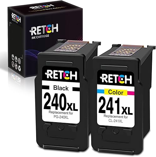 RETCH Cartucho de tinta refabricado para Canon PG-240XL 240 XL CL-241XL 241 XL para Canon PIXMA MG3620 MX472 MX452 MG3220 MG3520 MG2220 MX532 TS5120