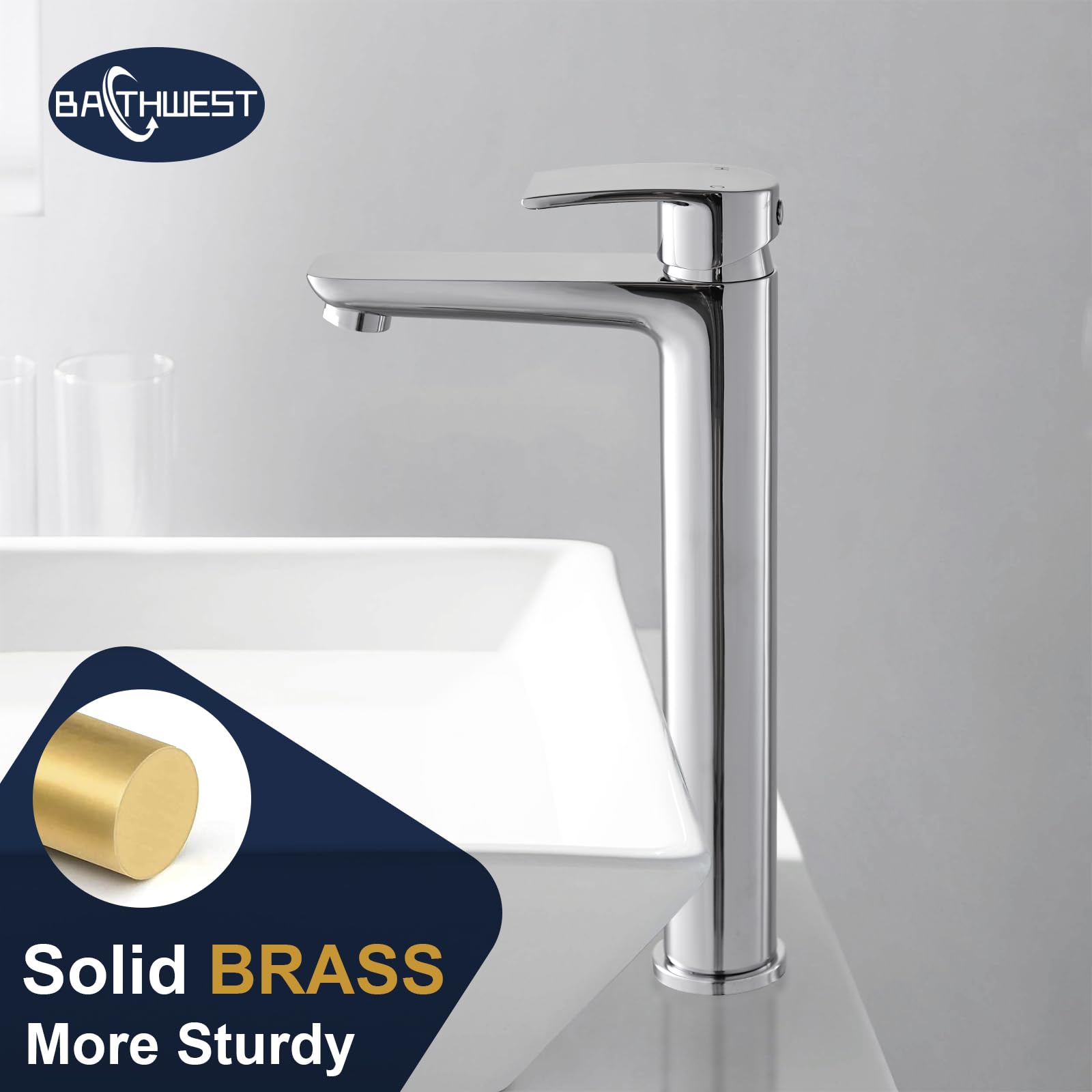 922L - Rubinetti miscelatore per lavabo, monoblocco moderno, in ottone cromato