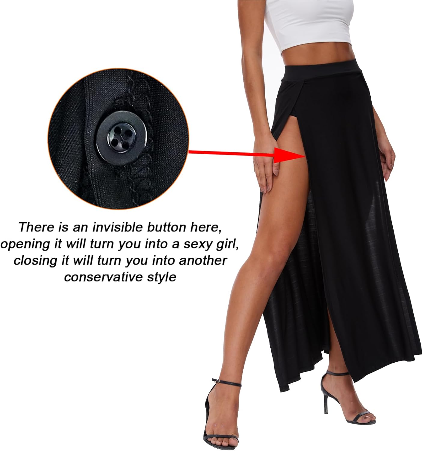 Women's Elastic Waist High Split Wrap Flowy Long Maxi Skirt Plain Side Slit Beach Party Maxi Skirts Renaissance Costume - Image 5