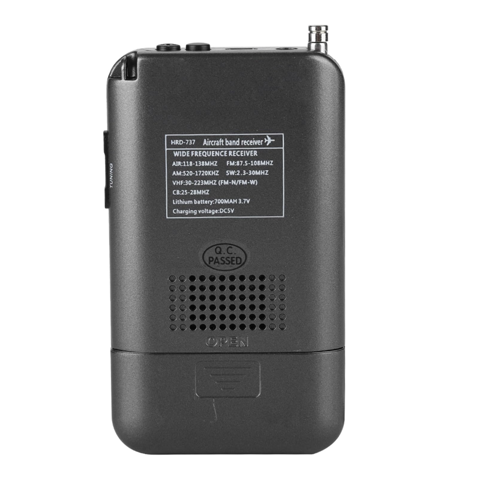 Radio VHF Airband, Receptor de Banda Aérea Portátil Escáner VHF UHF Completo Radio Grabadora AB Receptor Dorado FM Am CB SW Pantalla LCD con Retroiluminación (Black)
