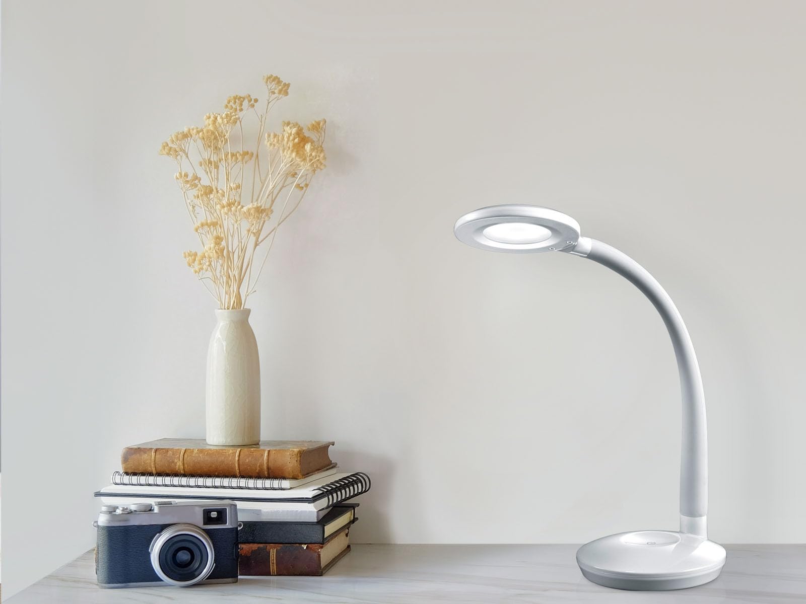 Reality R52721101 Cobra Lampada Tavolo, 1xSMD, 3 W LED, Bianco, 13x32x27 cm