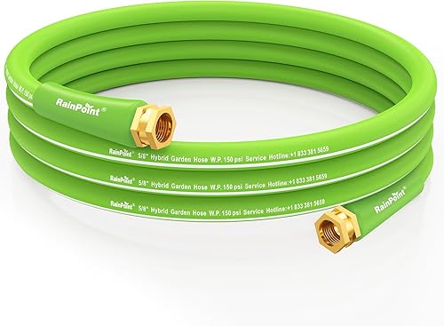 Miniatura 15 de RAINPOINT Manguera de jardín de 100 pies – Manguera de agua ligera y resistente con mango giratorio – Flexible, caucho híbrido, 5/8 pulgadas, macho