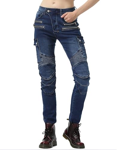 Miniatura 3 de Takuey Pantalones de motociclista para mujer, pantalones de protección para ciclismo, Azul