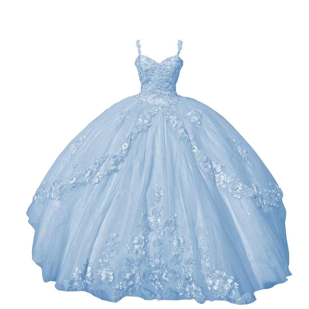 Ball Gowns Puffy Sweet 16 Dresses Floral Flowers Applique Princess Women Quincenaera Dress Prom 2025