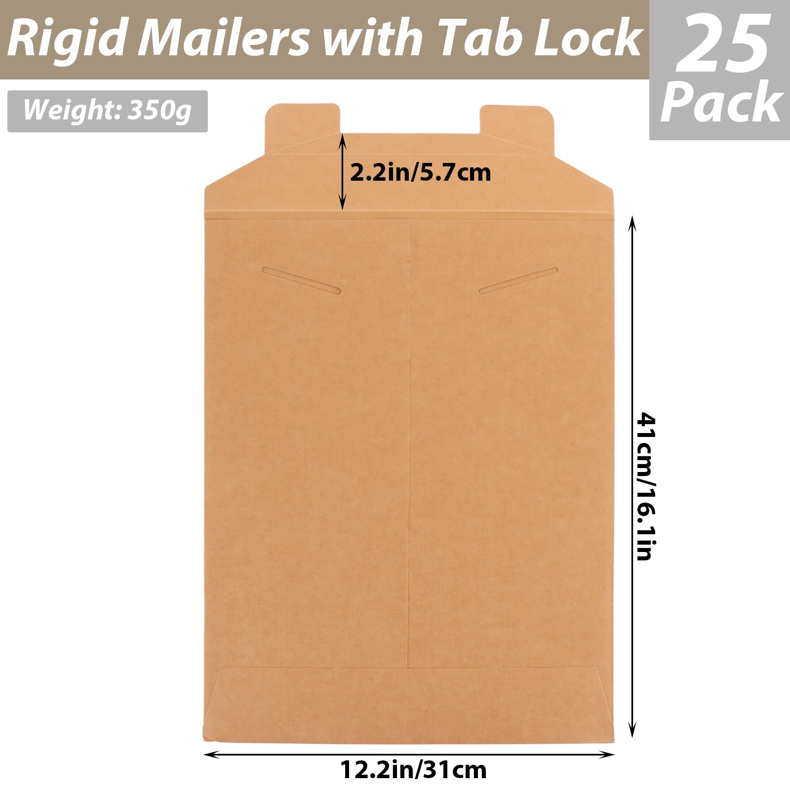 Paquete de 25 sobres rígidos marrones de 12 x 16 pulgadas, sobres rígidos de papel kraft resistente, sobres de cartón rígido de doble pared para envío, fotos, documentos, tarjetas de regalo, CD