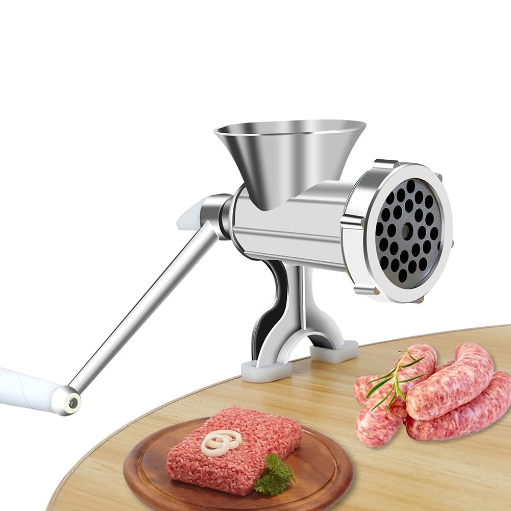 Hndhbfgrt Sausage Maker Table Mount Manual Meat Grinder with Handle Rustproof Meat Crank Pork Mincer