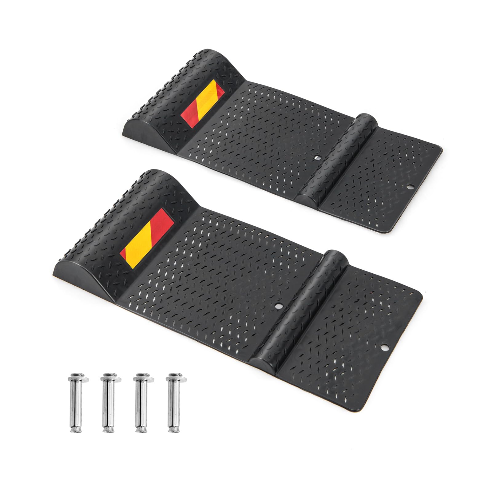 FANTASK 2er Set Parkmatten, Einparkhilfe Hinten aus Gummi mit Bremsschwelle selbstklebend, Parkmarkierung, Autostopper Anfahrschutz für Garagen Parkplätze, Schwarz