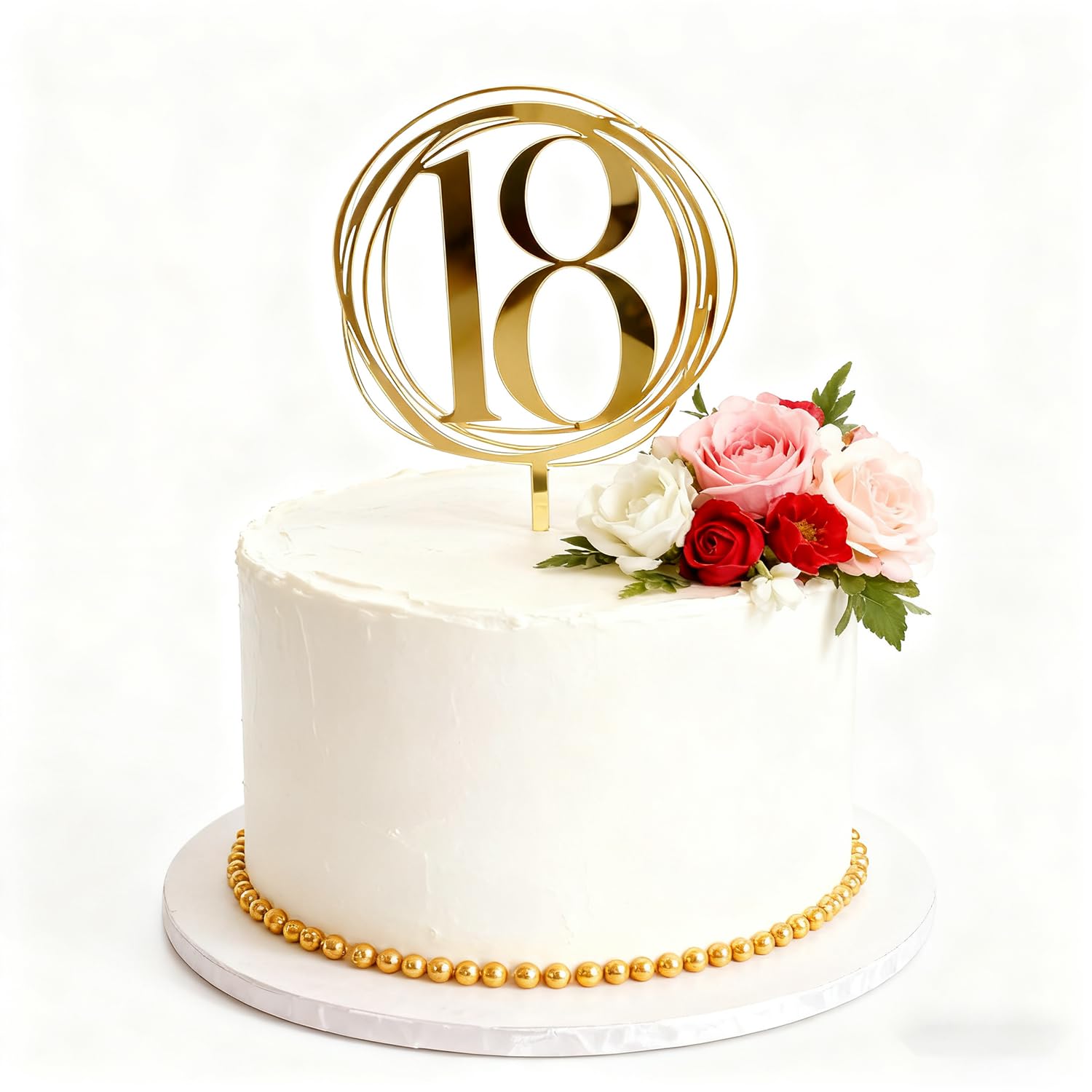 Photo 1 of 1 PCS Happy 18th Birthday Cake Topper, Acrylic Gold Number 18 Cake Decoration,Cheers to 18 Years Birthday Cake Pick 18 Fabulous 18th Anniversary Party Decorations Supplies (Gold)