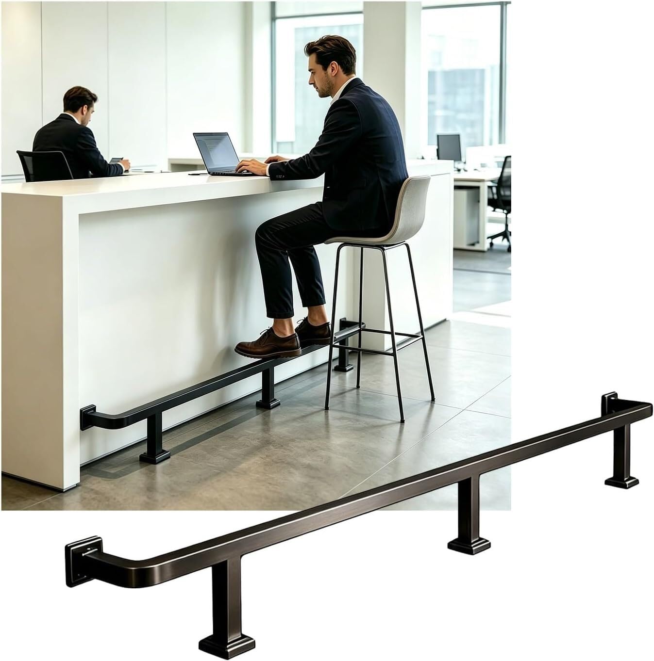 Epano Black Lxxw Bar Foot Rail Square Tube Bar Foot Rail，Brushed Rail Kit，For Kitchen Pub & Counter(Schwarz,2.0M/6.56Ft)