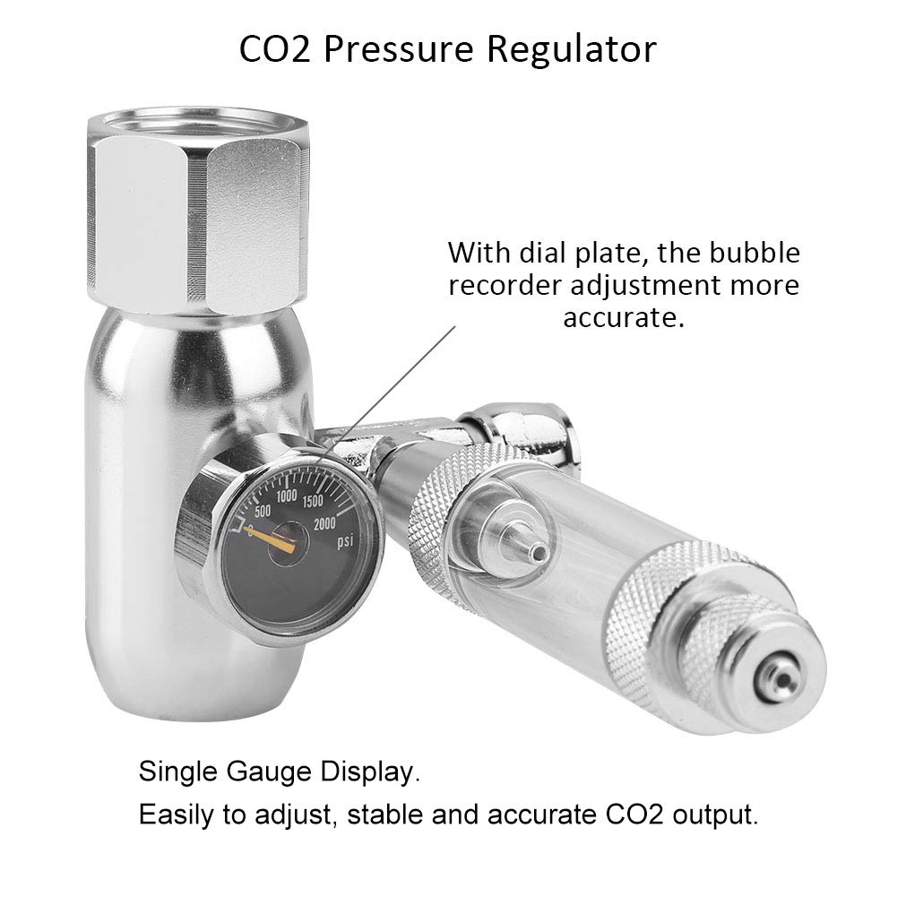 Regulador de presión de CO2 para acuario Regulador Válvula solenoide Medidor de dióxido de carbono Medidor de presión de CO2 Reductor de presión Contador de burbujas para plantado Pecera(Plata)