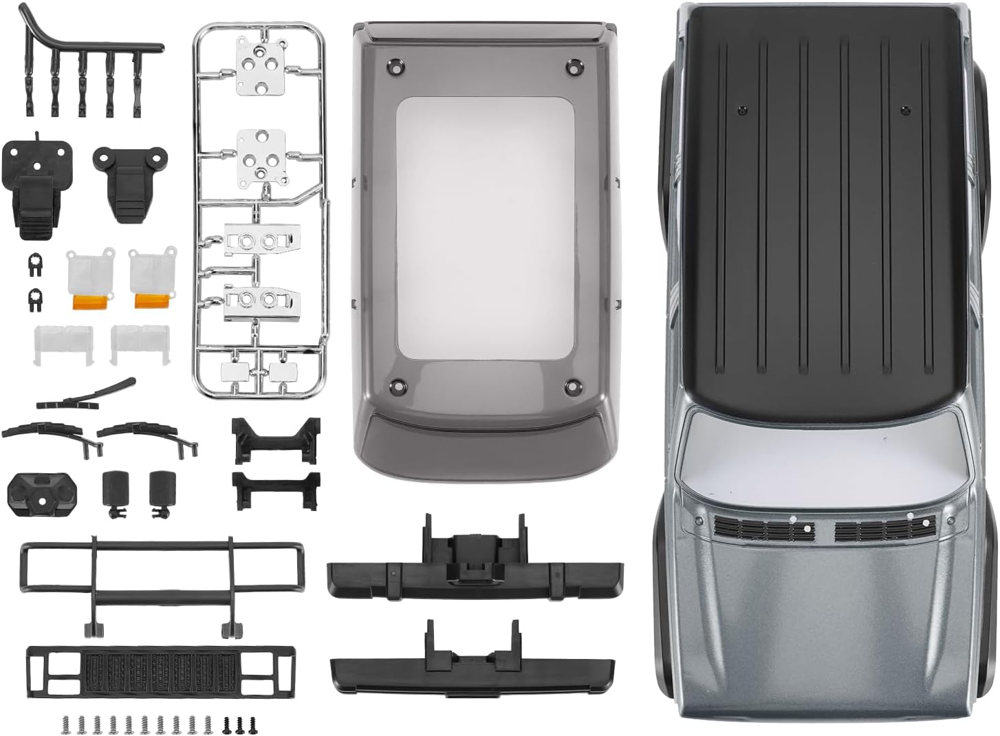INJORA 6.10in 133g Wheelbase ABS Hardtop Cherokee Body for TRX4M Bronco Defender Chassis 1/18 RC Crawler Upgrade(Silver Grey)
