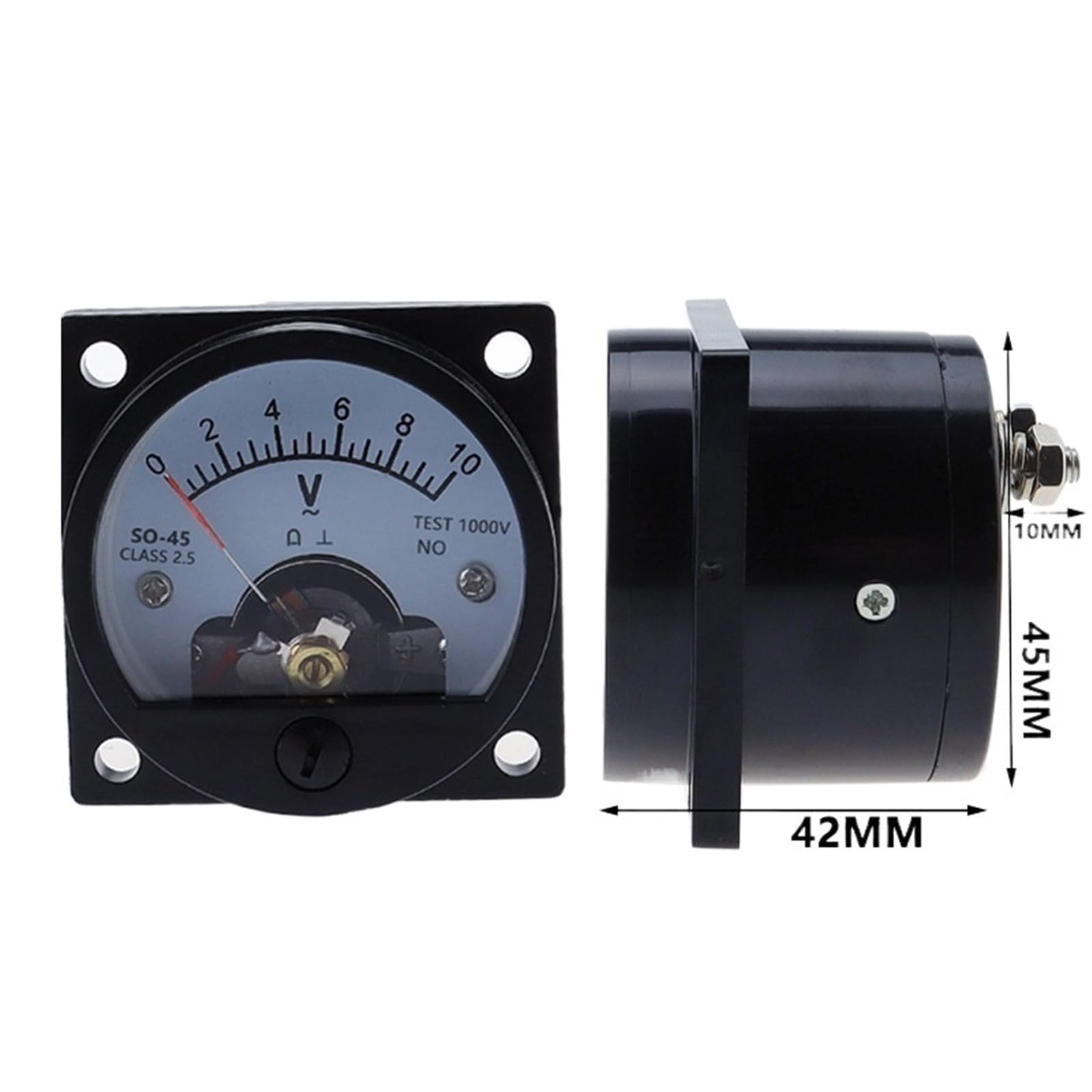 Voltímetro SO-45 CA 5 V 10 V 15 V 20 V 50 V 100 V 150 V 200 V 300 V 500 V Medidor de panel con dial analógico redondo Medidor de voltímetro negro(AC 400V)