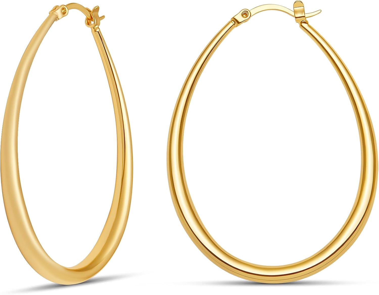 MILLA Oval Hoop Earrings - 14K Gold Plated, Rose Gold Plated and Sterling Silver Plated Hoop Earrings for Women - Hypoallergenic & Lightweight