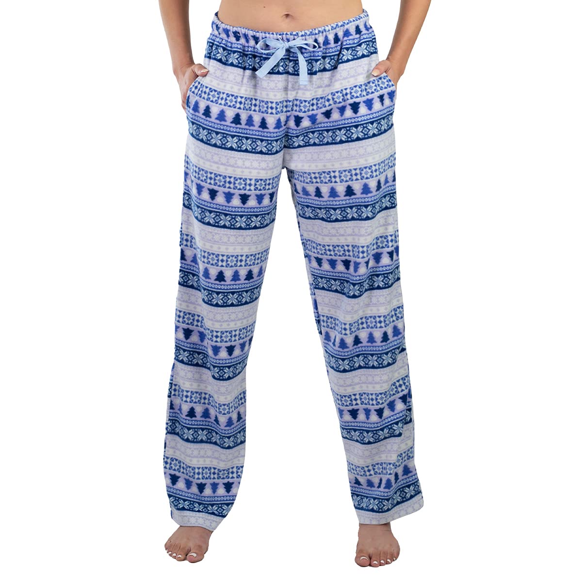 Women’s Fleece Pajama Pants with Pockets Plaid Comfy Lounge Pants Regular and Plus Size, Classic Patterns