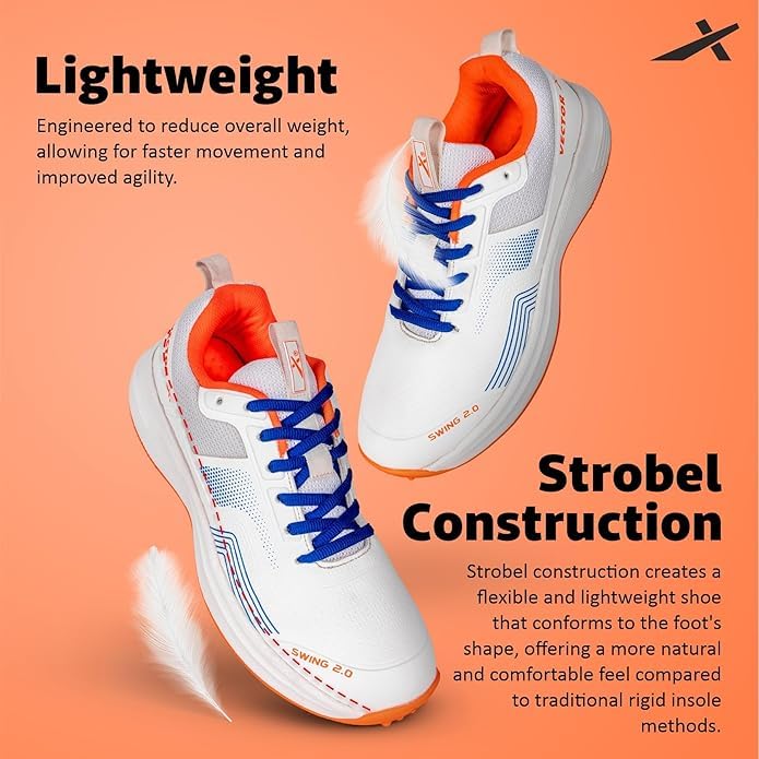 Image of Vector X Swing 2.0 Cricket Shoes for Men & Boys Sports Shoes Lightweight Upper with TPU Fusing, EVA Midsole with Rubber Oustole Cricket Practice /Professional