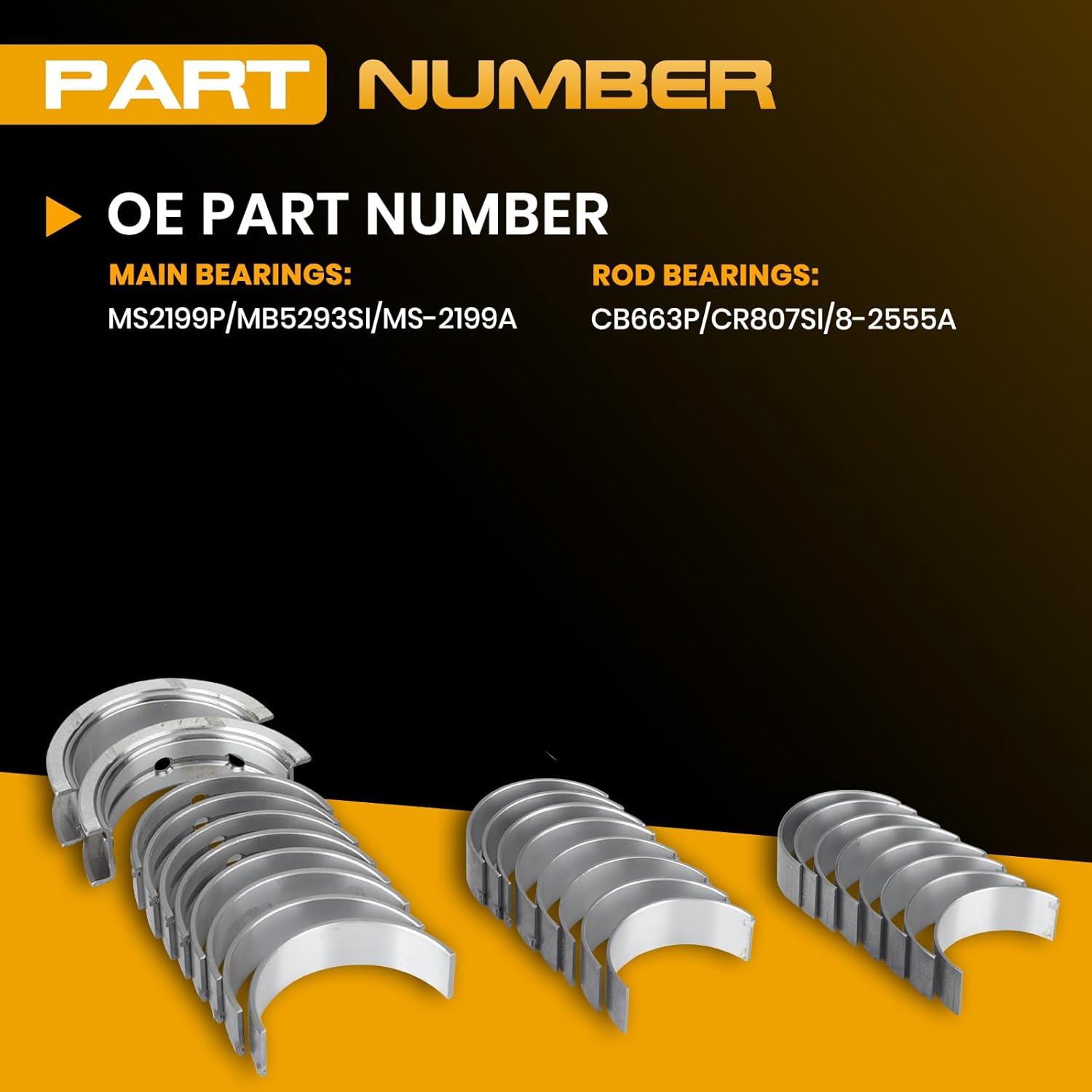 MS-2199A STD Crankshaft Main & Connecting Rod Bearing Kit Set Fit for Chevy 5.7L LS1 LS6 1999-2005 for Chevy 4.8L 5.3L 6.0L 1999-2013 for Chevy 6.2L LS3 2007-2016 Replaces MS2199A MB5293SI 8-2555A