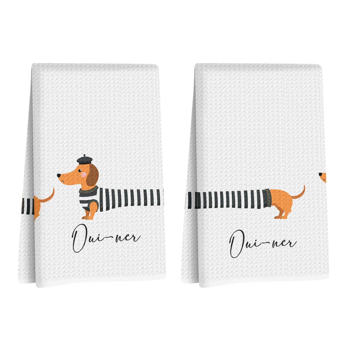 Hanamiya Na 2 Pcs Dachshund Kitchen Towels 24x14 Inch, Dachshund Gifts Reusable Cleaning Dish Towels for Kitchen Bathroom Decor, Waffle Weave Hand Cloth Tea Towel, Funny Dog Gifts for Women Friend