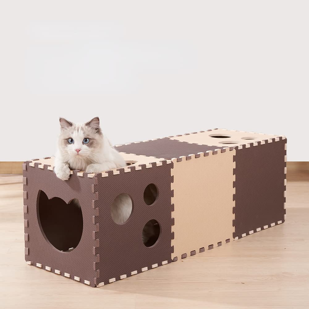 Tunnel de jeu pliable pour chatons avec maison modulable et parcours de dressage