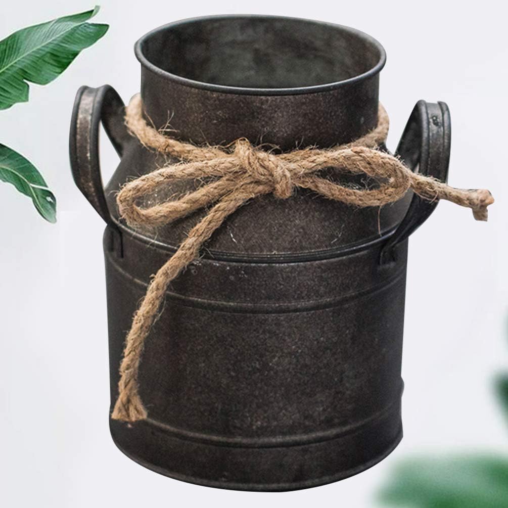 2 Pcs Flower Vase Vintage Farmhouse Jug Vase Metal Pitcher Love Heart Rustic Metal Galvanized Flower Pot Decorative Iron Bucket Planter Table Centerpiece