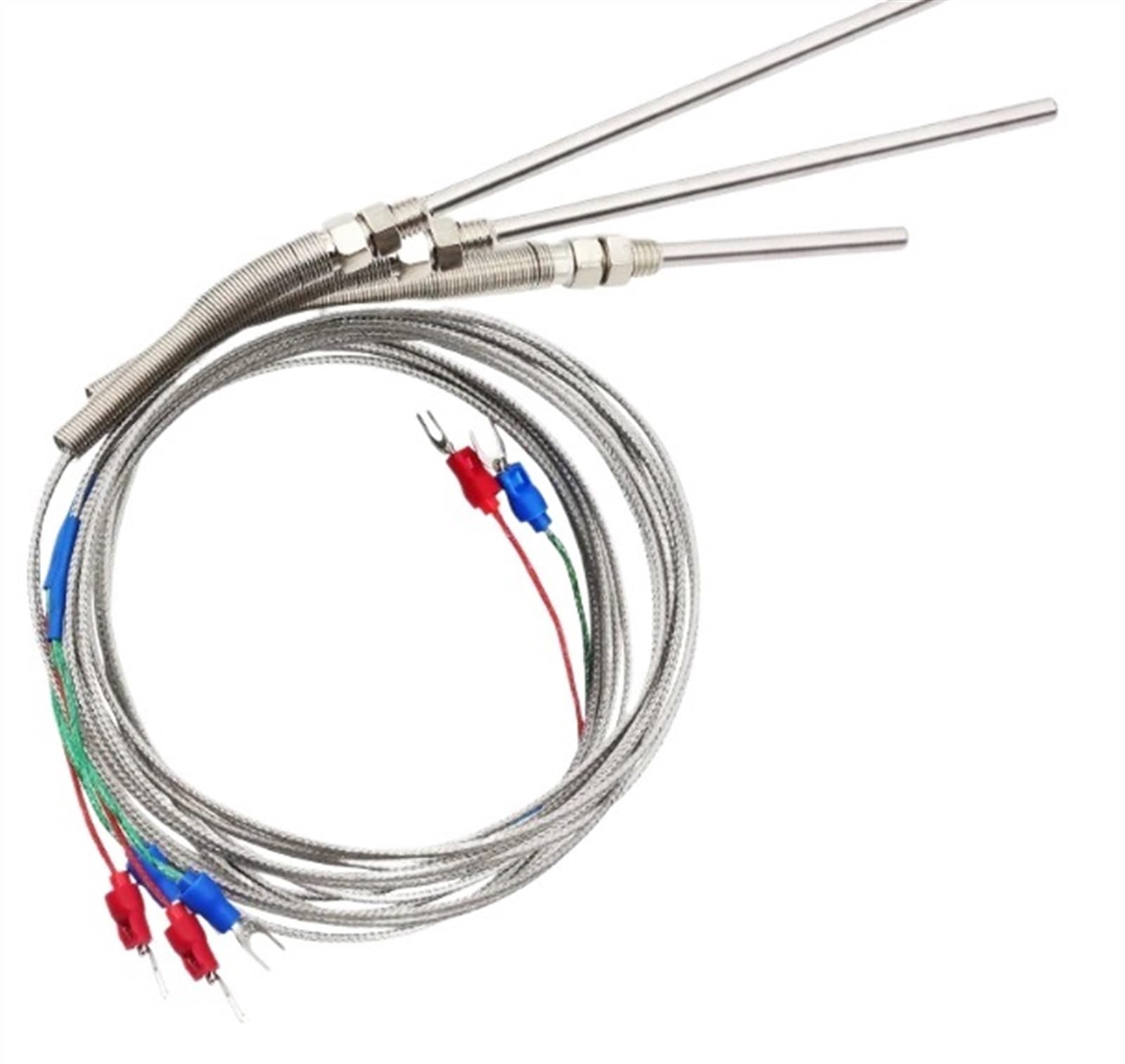 CZVJUKBYP 1pc Thermocouple M8 0.5m 1m 2m Type K J PT100 50mm 100mm Compression Spring Probe Temperature Sensor 0-400℃(0.5m Type K,50mm)