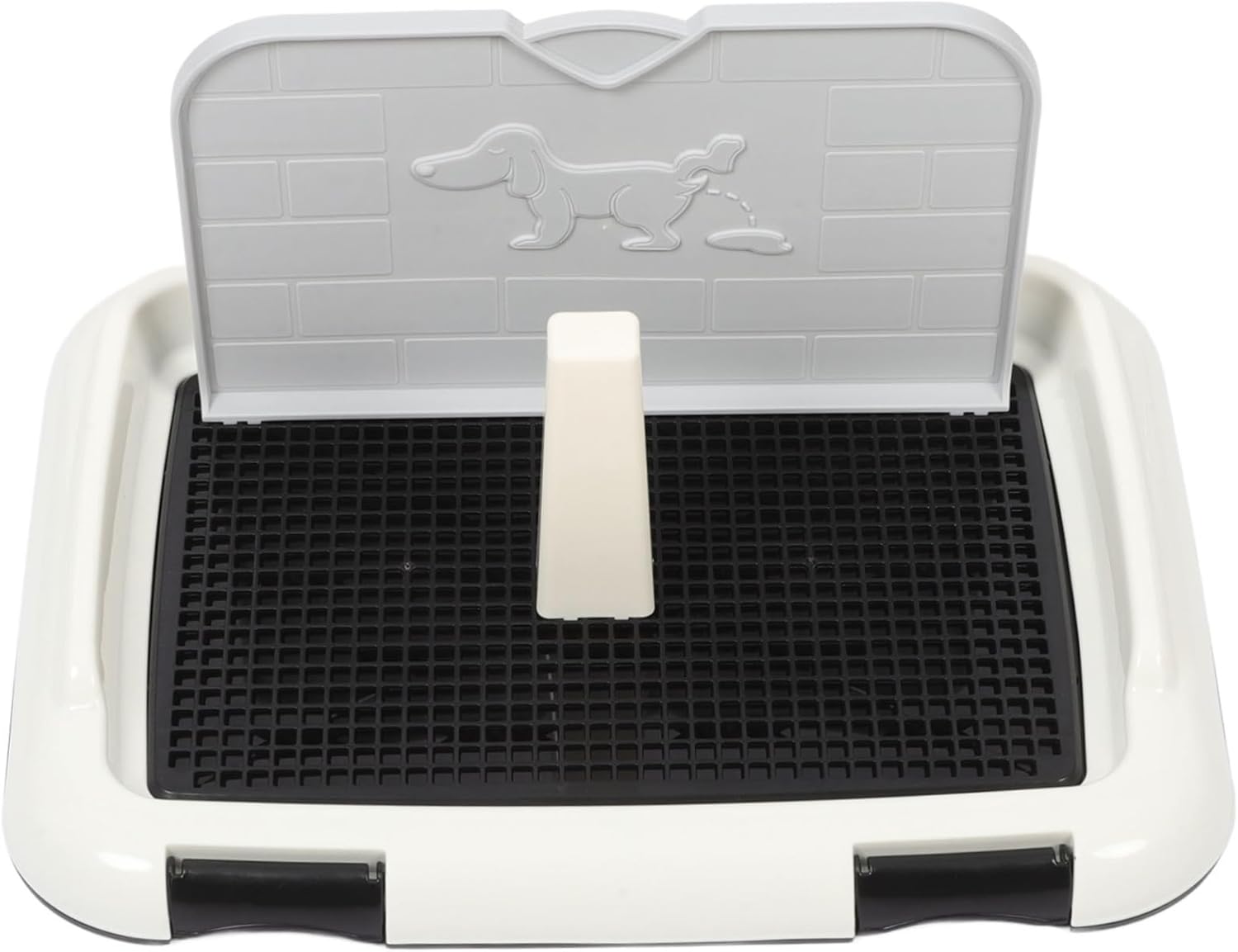 Large Capacity Indoor Dog Potty Tray with Wall Plastic Dog Toilet Box for Puppy Training Multi Functional Pet Urinal and Waste Holder Black Small for Convenient Indoor Use