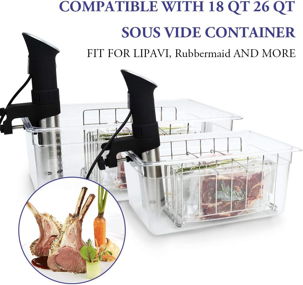 Sous Vide Container 12 Quarts with Sous Vide Rack and Lid Compatible with Anova All Models, Anova Nano, Chefsteps Joule, Instant Pot, Wancle Sous Vide Cookers with Cooking Recipes
