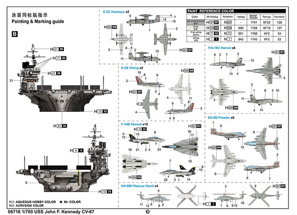 Trumpeter 756716-1/700 CV-67 USS John F. Kennedy - Maßstab 1:700