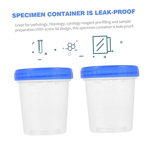 Miniatura 7 de SOLUSTRE 15pcs Measuring Cup Urine Cup Specimen Cup with Lid Sample Seal Cups Containers with Lids Pet Plastic Container with Lid Liquid Sample