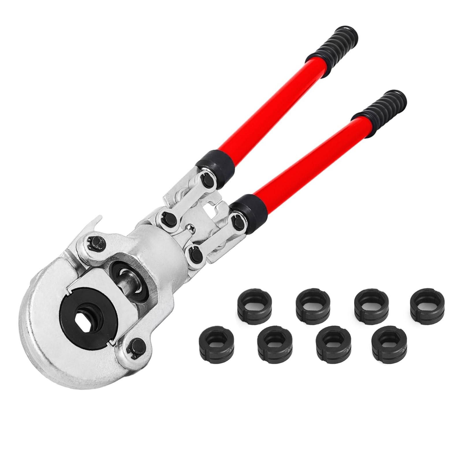Smtyxs One Color Steel Pex Pipe Crimping Tools W/Th/U/V Type Dies Copper Multilayered Tube Crimper Plumbing Pressing Tongs Composite Kit Secure Crimping(Th16-32 U12-32 8Dies)