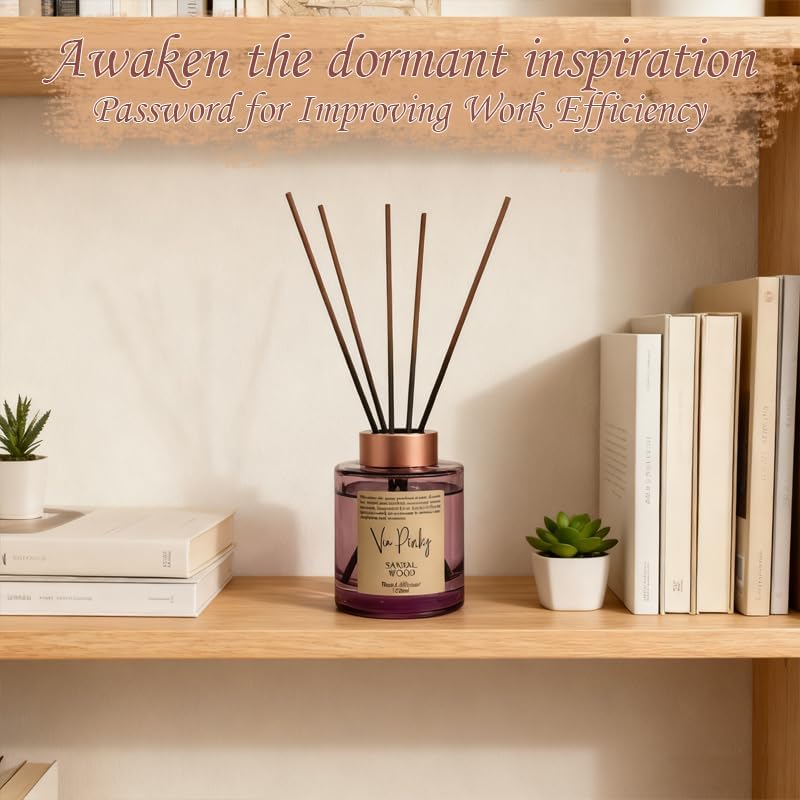 Miniatura 3 de Sandalwood Reed Diffuser 120ml Warm Woody Home Fragrance, Aromatherapy, Long-Lasting Fragrance, Room Decor Gift