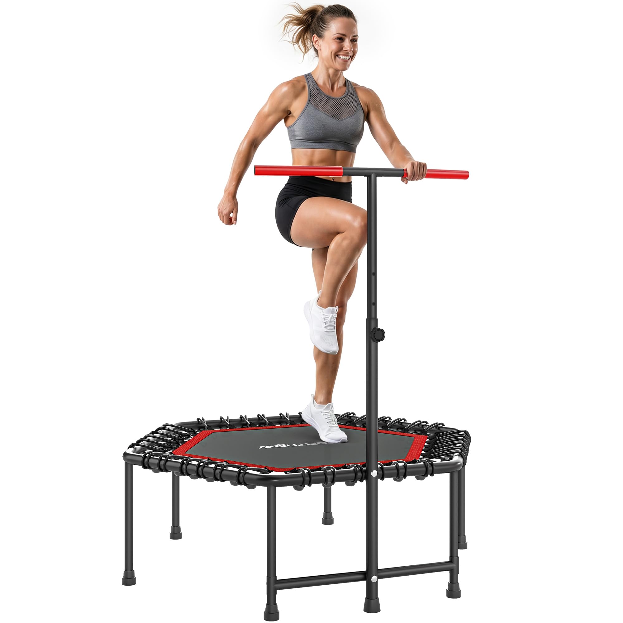 SPORTNOW Trampolina Fitness 114 cm z elastycznymi linkami Czerwony
