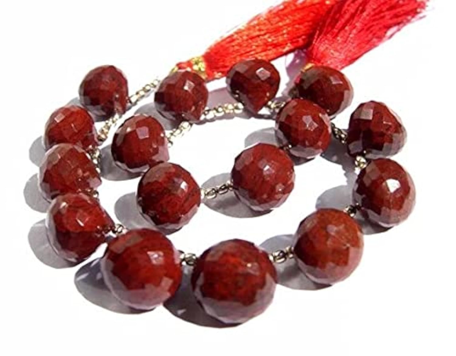 Fil Red Jasper Micro Faceted Onion 12mm LKBEADS briolette perle rouge loisirs créatifs