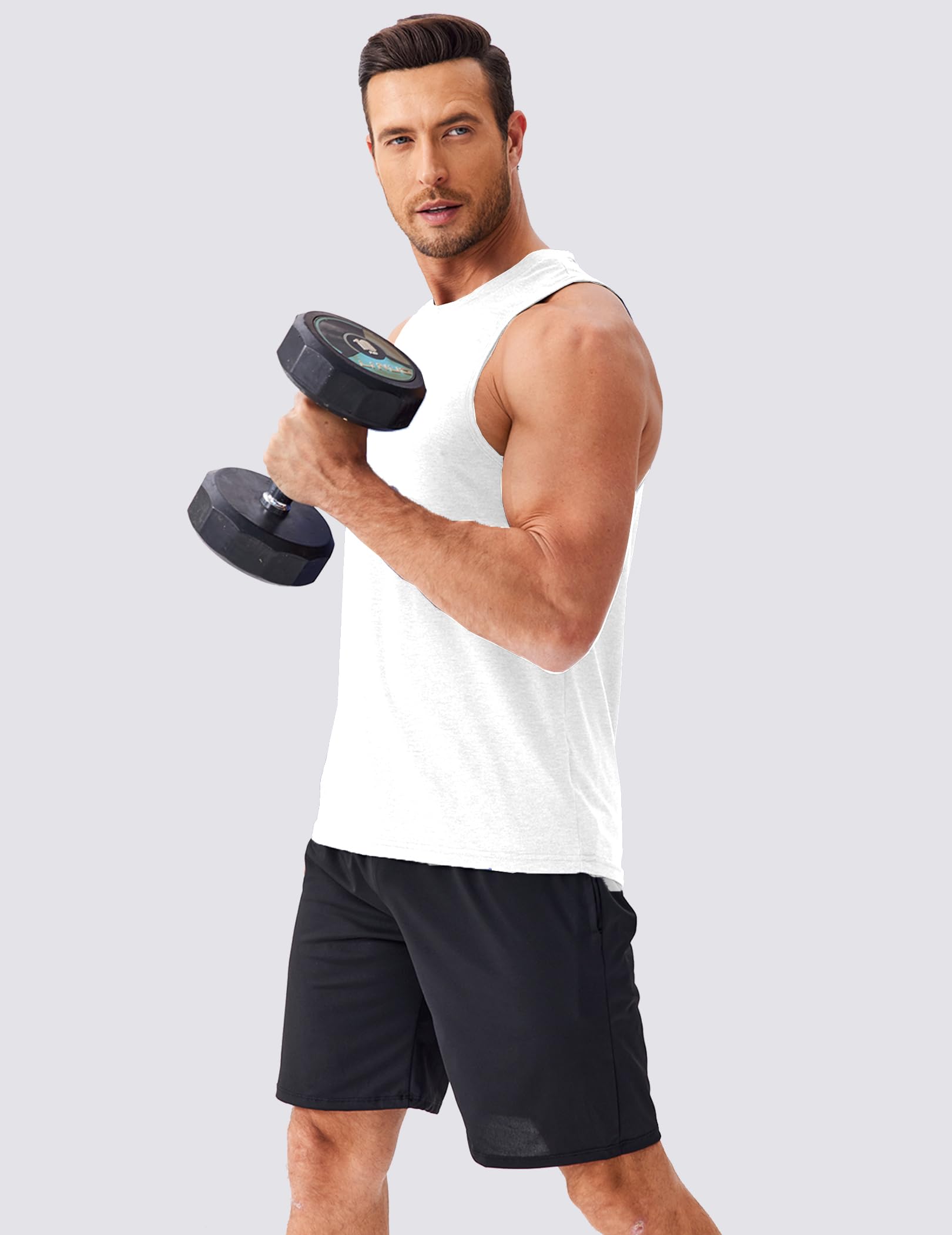PINSPARK Men's Tank Tops Quick Dry Summer Workout Muscle Shirt Athletic Casual Sleeveless Shirts for Bodybuilding Beach Gym — view 3