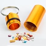 10 Pcs Portable Pill Case, Bantoye Waterproof Aluminum Pill Holders Storage Drug Container with Keychain for Outdoor Camping Traveling, Random Color